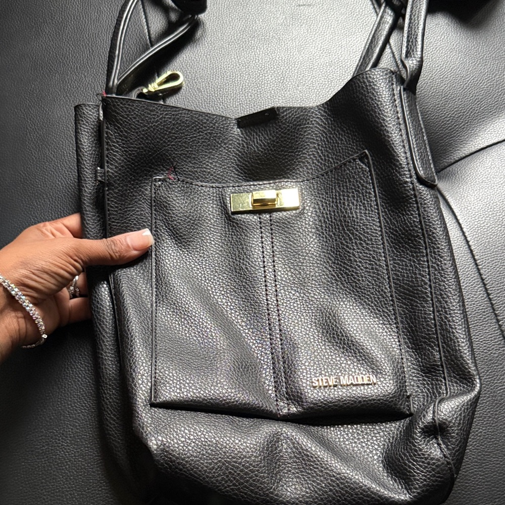 Steve Madden Textured Black Shoulder Bag